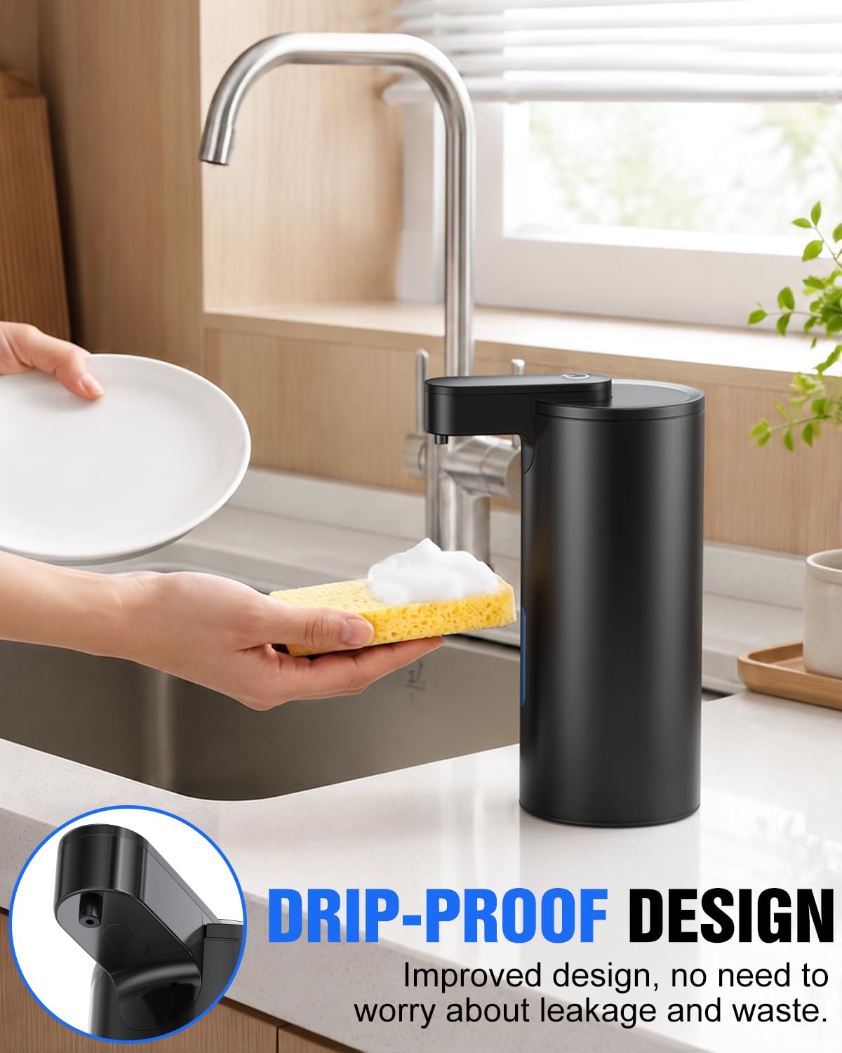Fantictas Automatic Soap Dispenser Touchless, Stainless Steel 11.5 oz Gel