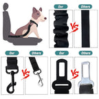 COOYOO Dog Seat Belt,3 Piece Set Retractable Dog Car Harness Adjustable for Vehicle Nylon Pet Safety Heavy Duty & Elastic Set 03-Black+Blue