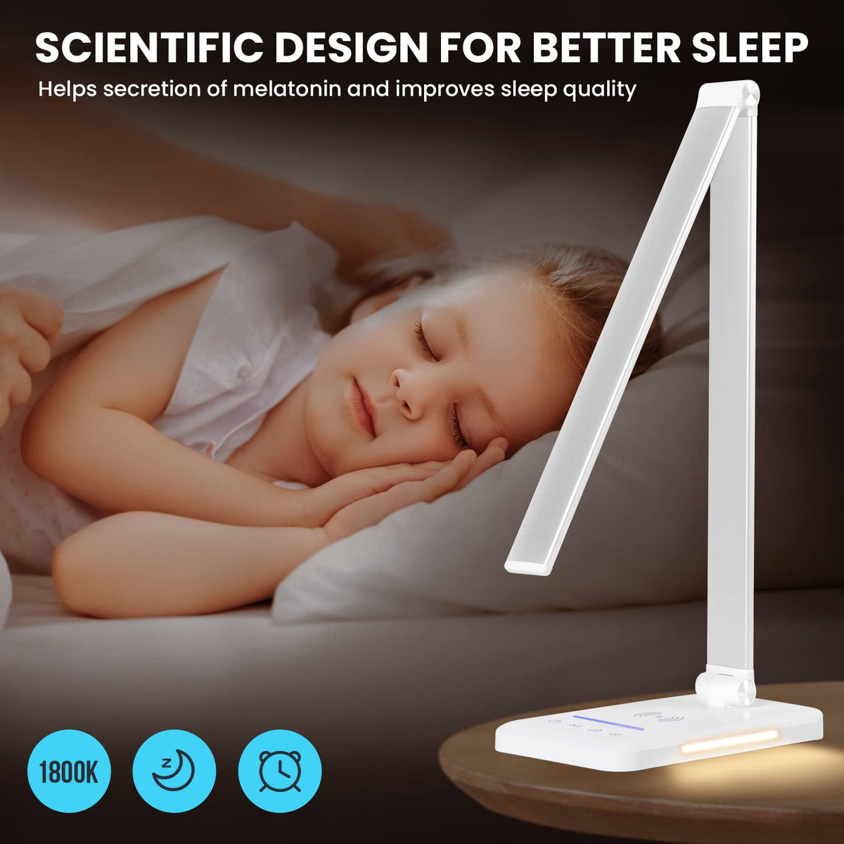 LED Desk Lamp with Wireless Charger, USB Charging Port, Eye Care Black PRO