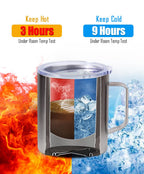 SUNWILL Insulated Coffee Mug, Stainless Steel 14 oz, Splash-Proof Lid Powder Coated Navy Blue 14 Ounces