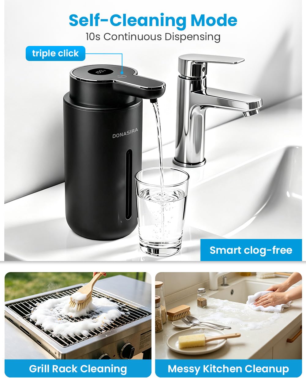 Touchless Automatic Liquid Soap Dispenser, Rechargeable White