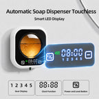 Automatic Soap Dispenser Touchless, Wall Mount, Rechargeable, Mood Lighting Black