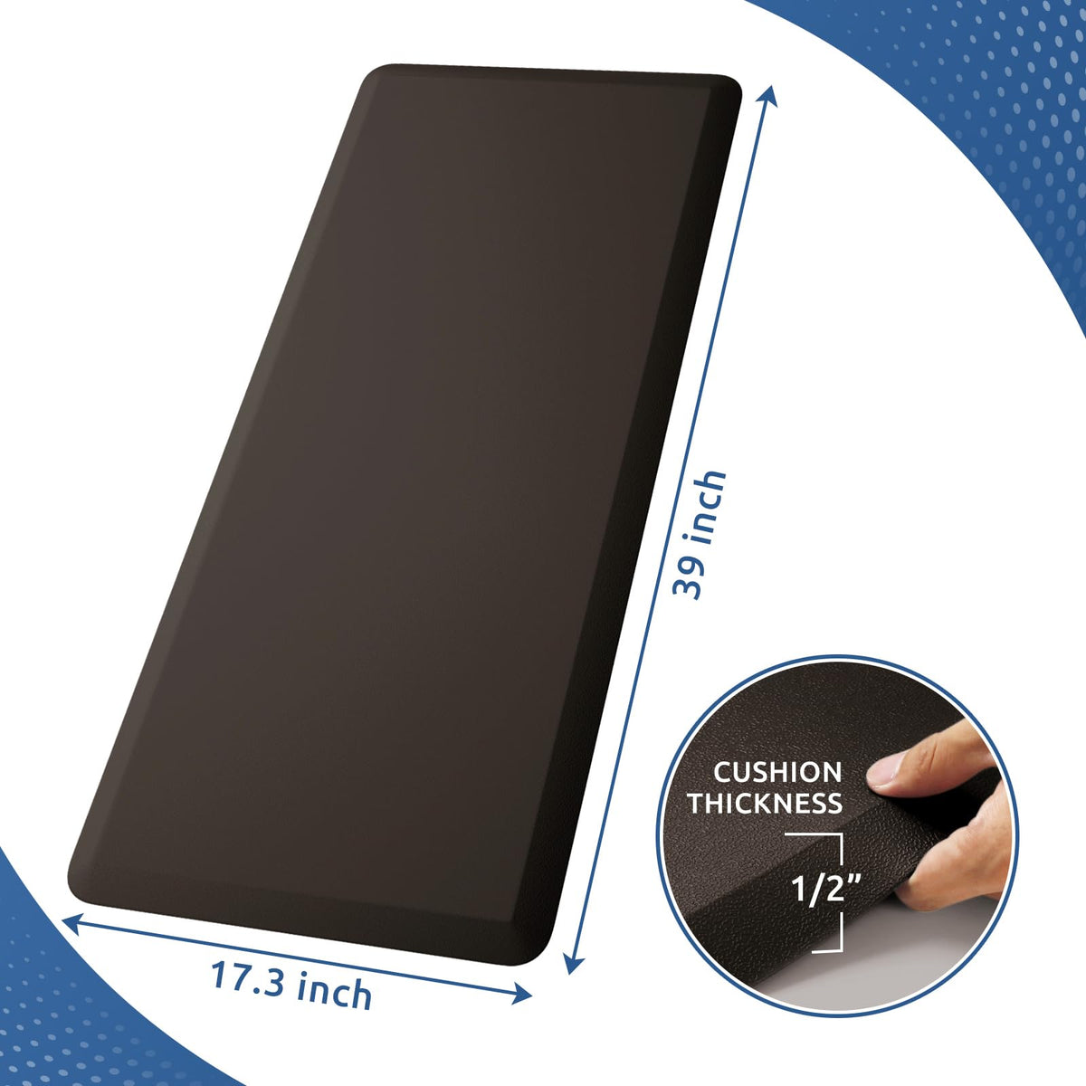 Kitchen Mat Cushioned Anti Fatigue Rug Standing and Comfort Floor Mats Chocolate 39"L x 17.3"W x 0.5"Th