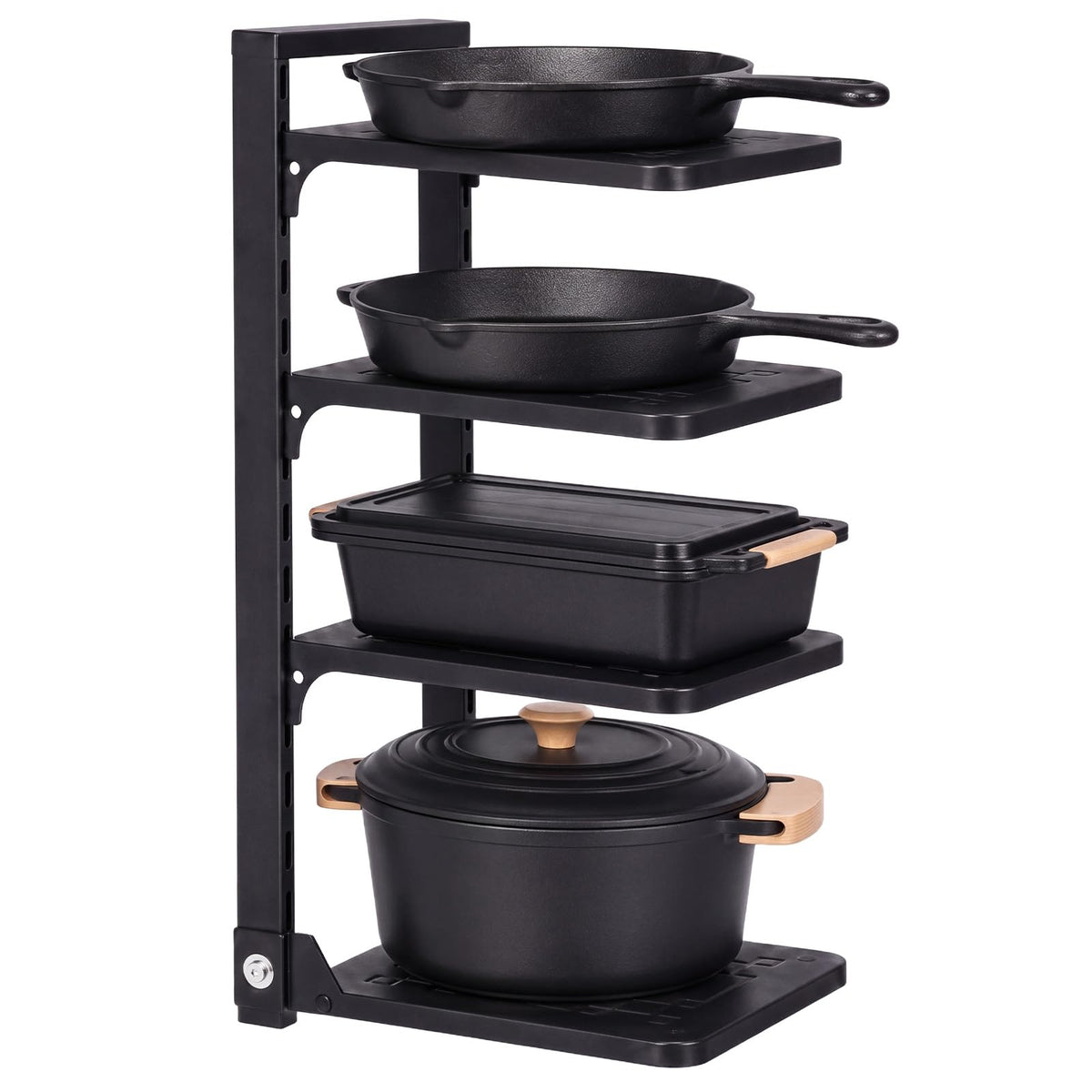 1 Pack 4Tier Pot Pan Organizer Under Cabinet Adjustable Heavy Duty 1