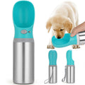 Portable Dog Water Bottle, 14 OZ Stainless Steel Pet Water Dispenser Button switch 14 OZ - Blue