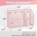 YINGHUA 3 Compartment Magnetic Metal Mesh Pen Holder, White Desk Caddy