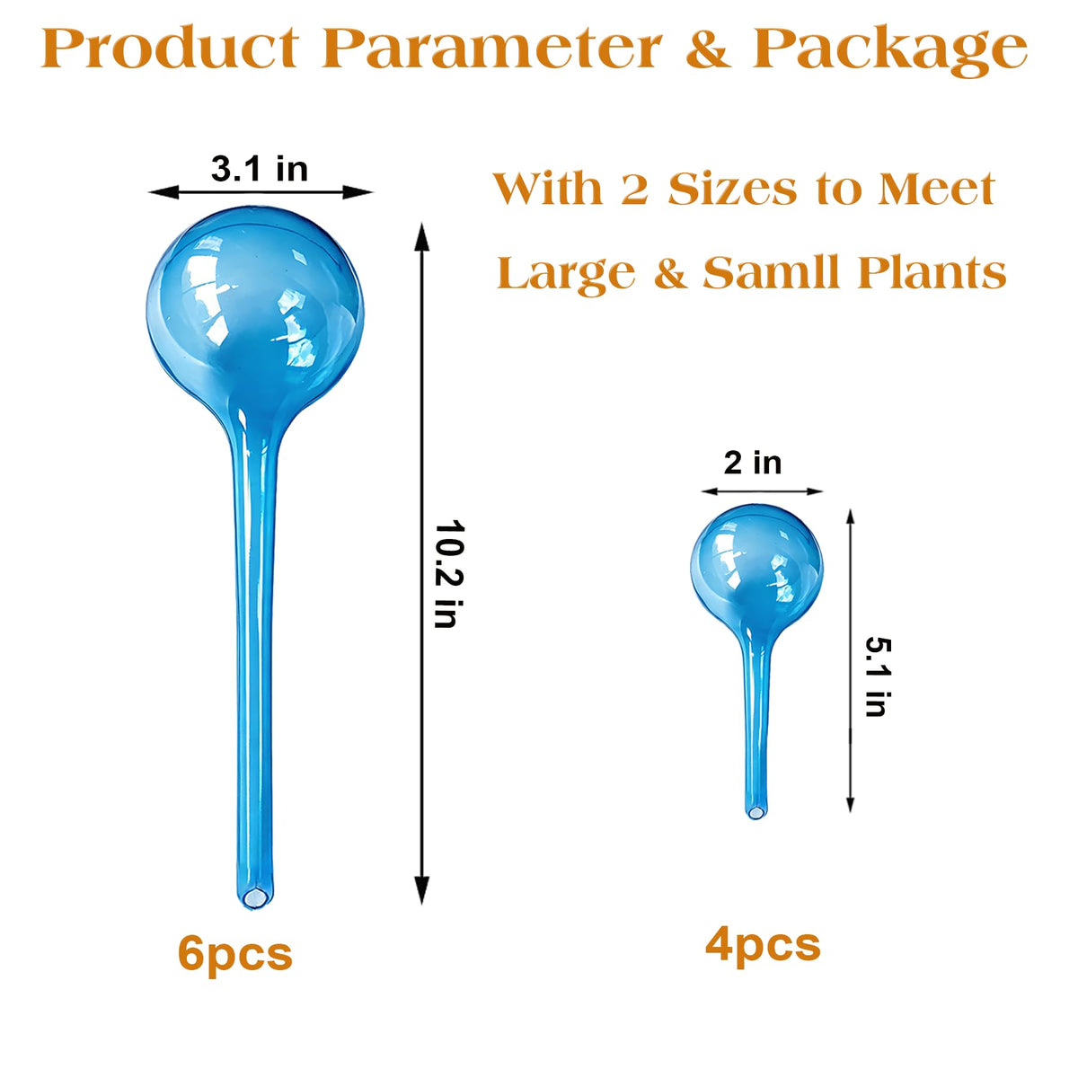 Self Watering Globes for Plant, 10pcs Auto Watering Bulb for Indoor Outdoor A. Blue-6L4S
