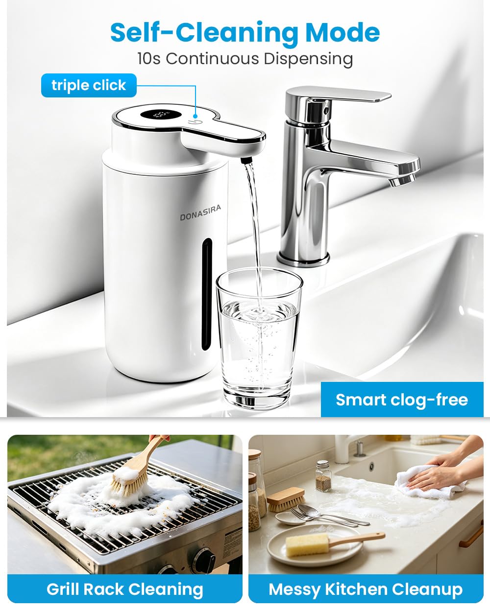 Touchless Automatic Liquid Soap Dispenser, Rechargeable White