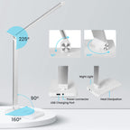 LED Desk Lamp with Wireless Charger, USB Charging Port, Eye Care Black PRO