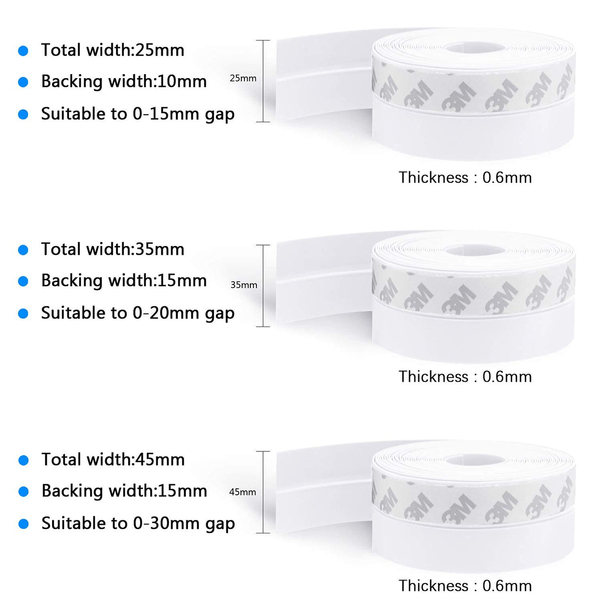 TAROSE Weather Stripping Door Seal, 33 Feet Long Transparent (Width 25mm) Lucent 25 mm, 33ft
