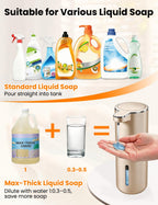 Automatic Soap Dispenser Touchless, USB Rechargeable Hand Soap Dispenser, 4 Adjustable Soap Levels, IPX5 Waterproof, 12.8oz/380ml, Countertop or Wall Mounted for Bathroom and Kitchen, White Liquid