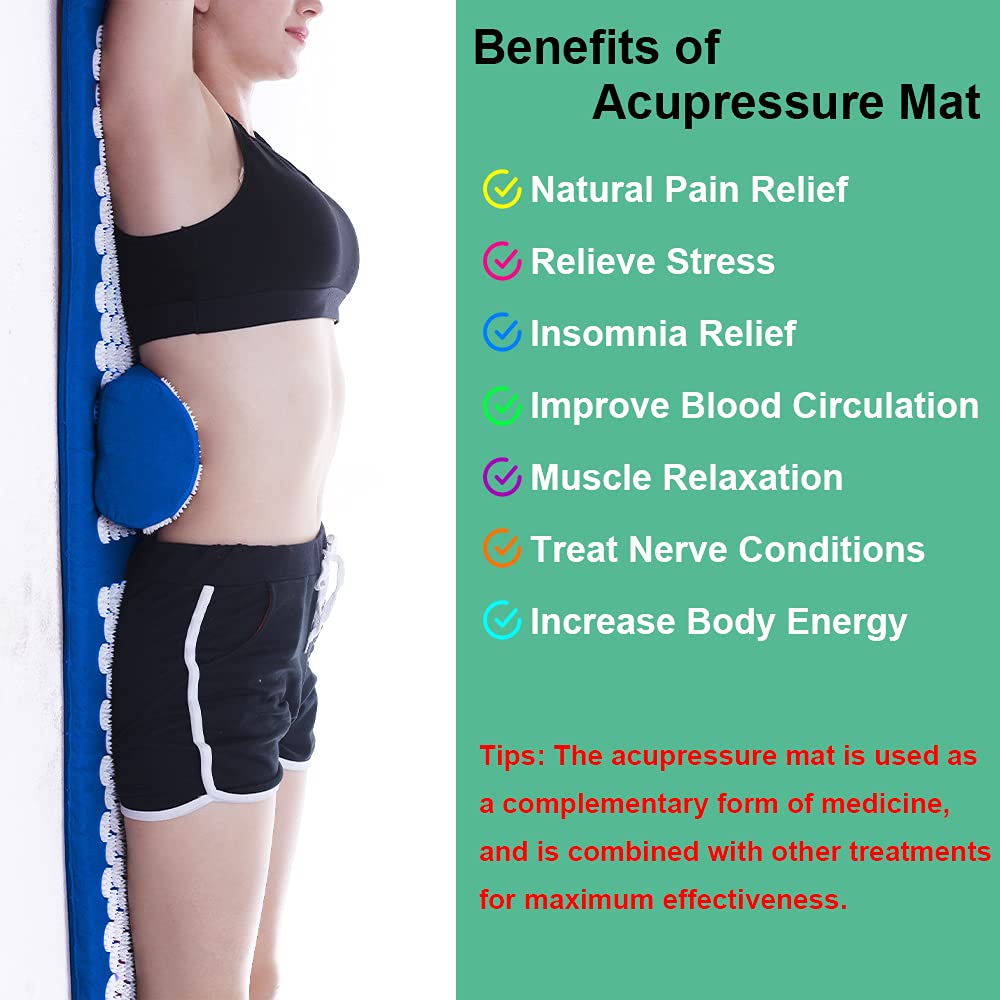 Acupressure Mat and Pillow Set with Carry Bag
