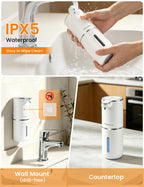 Automatic Soap Dispenser Touchless, USB Rechargeable Hand Soap Dispenser, 4 Adjustable Soap Levels, IPX5 Waterproof, 12.8oz/380ml, Countertop or Wall Mounted for Bathroom and Kitchen, White Liquid