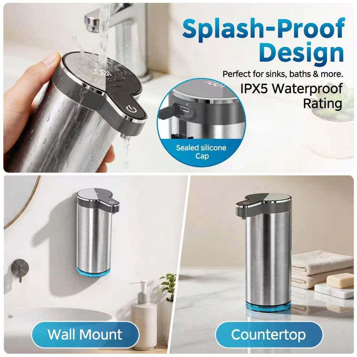 Automatic Foaming Soap Dispenser(IPX5 Waterproof, 12oz/350ml St-01 Foam Gray