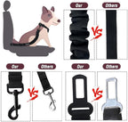 COOYOO Dog Seat Belt,3 Piece Set Retractable Dog Car Harness Adjustable for Vehicle Nylon Pet Safety Heavy Duty & Elastic Set 03-Black+Blue