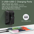 Wall Charger, Surge Protector, QINLIANF 5 Outlet Extender with 4 USB Ports Black 3U1C