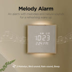 mooas Wood Moon Cordless Mini Digital LED Wall Clock, Date, Temperature Wood Moon (Cordless Mini)