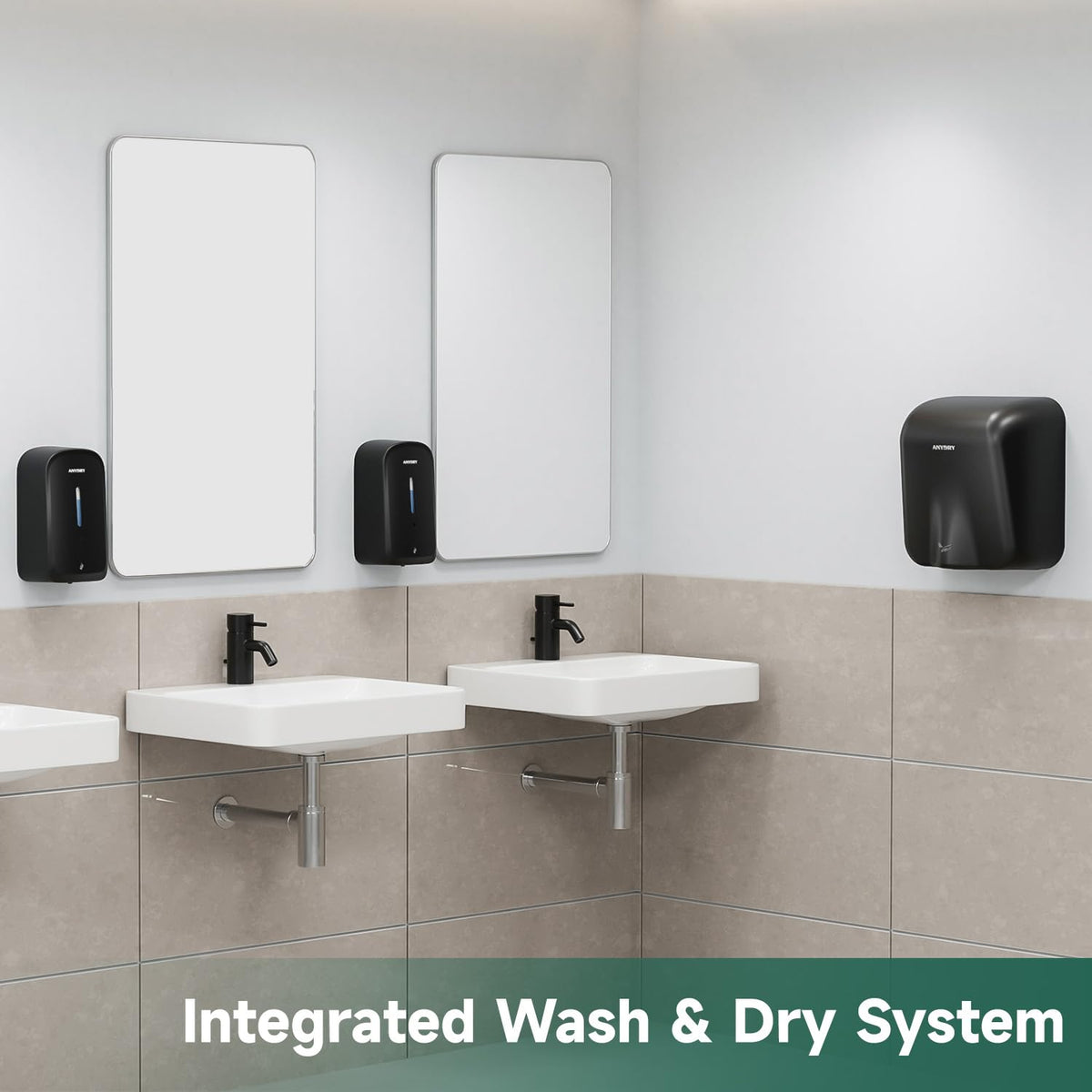 anydry Commercial Automatic Soap Dispenser 34oz Large Capacity Wall-Mounted Black