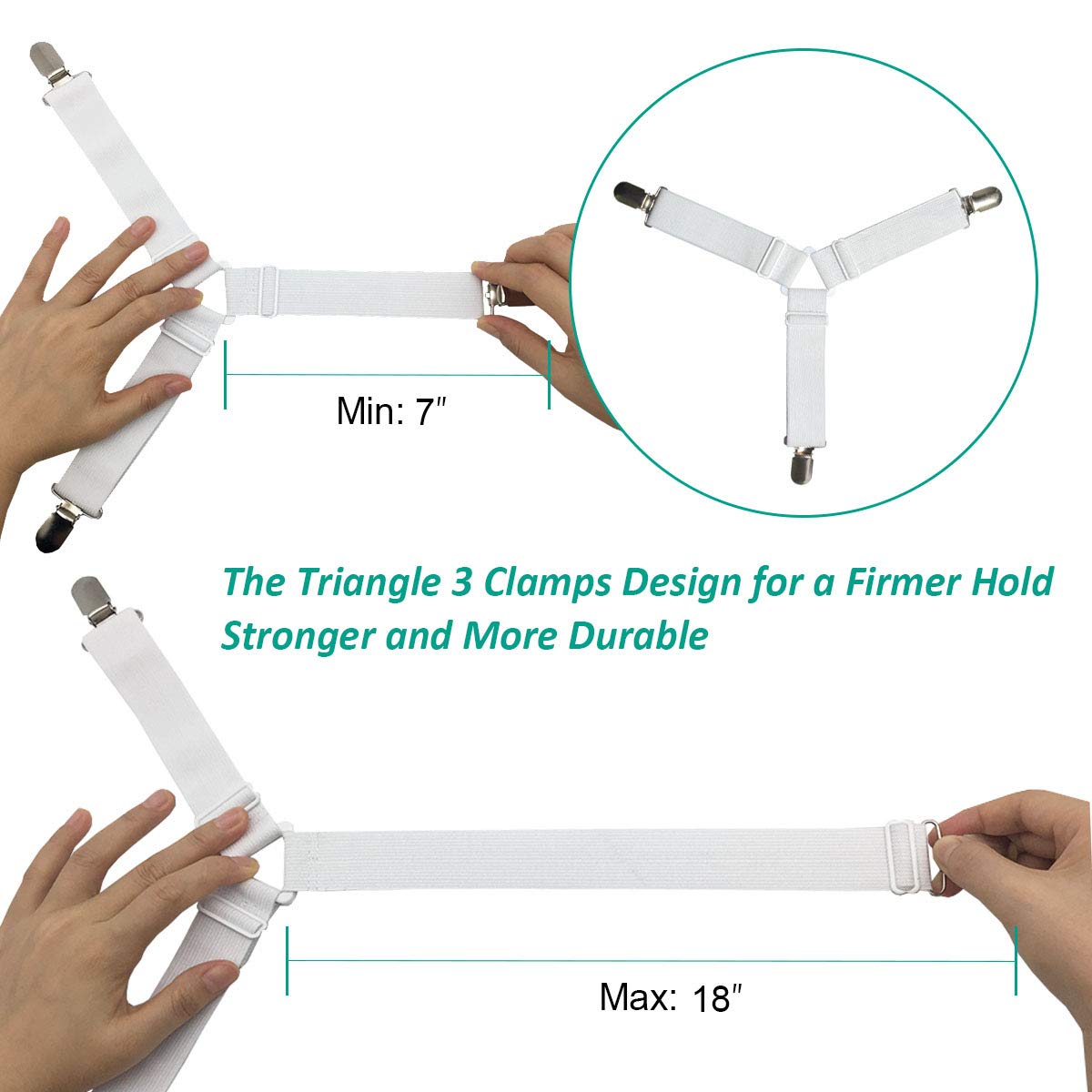 RayTour Bed Sheet Holder Straps Sheet Keepers Bedsheet Holders Fasteners 2 Sets 2 Sets - 8 Straps