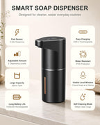 Fantictas Automatic Liquid Soap Dispenser, 3 Levels for Kitchen and Bath Black Gel