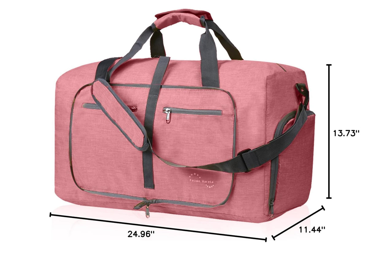 Felipe Varela Foldable Duffle Bag for Travel Weekend Overnight Gym Camping A Black 40L