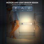 MCGOR 10inch Under Cabinet Lighting, 2 Pack Rechargeable Motion Sensor Light Indoor, 5 Levels Dimmable Magnetic Closet Lights, Wireless Under Counter Lights for Kitchen, Stairs White Light