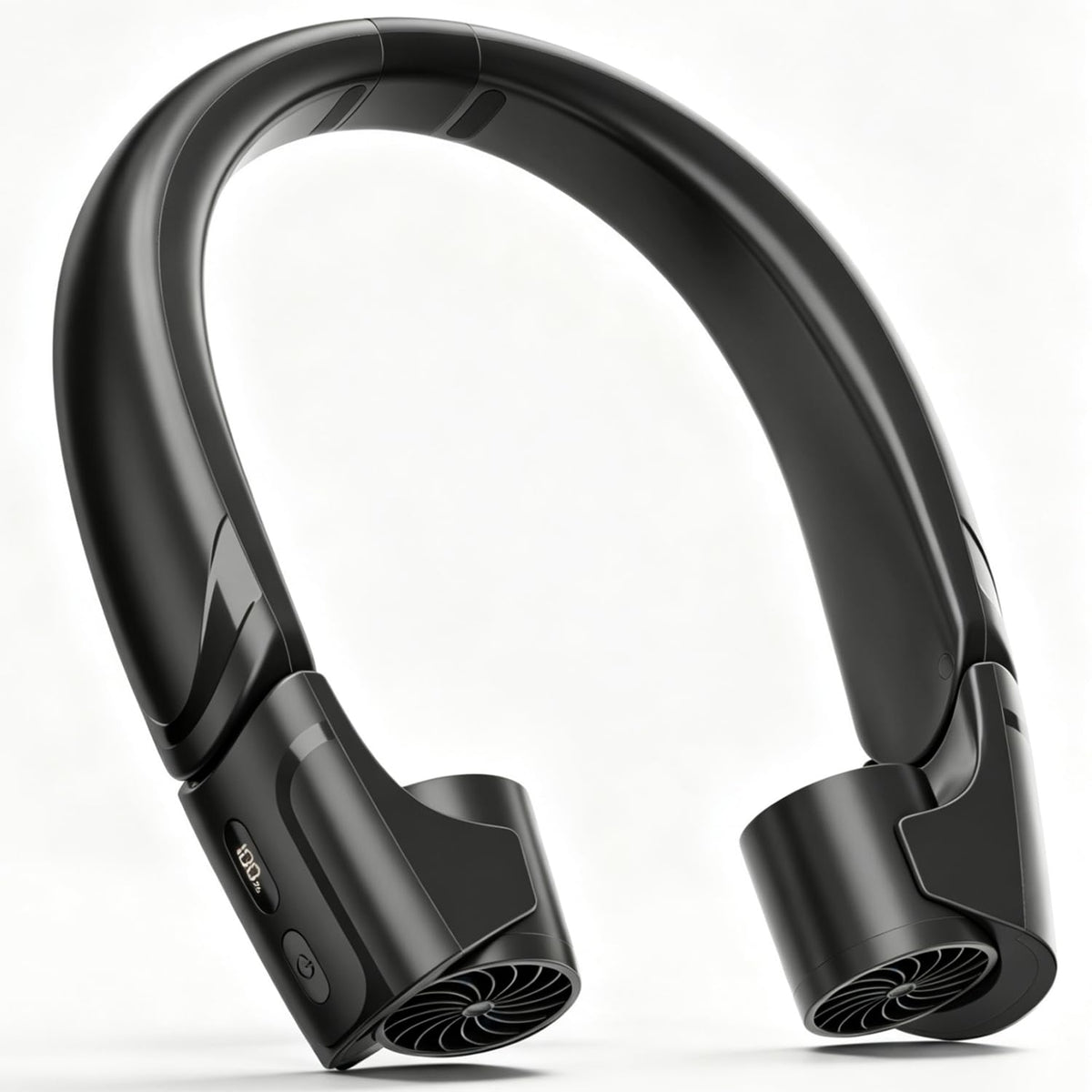 ChillGo Wearable Neck Fan – 8000mAh Battery, 9000RPM Twin Turbines with LED Display, Max 16H Runtime, 4 Wind Levels, Ultra‑Light & Noiseless, Great Gift for Outdoorsy Men and Women – Midnight Black