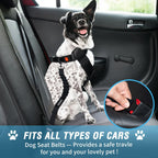 COOYOO Dog Seat Belt,3 Piece Set Retractable Dog Car Harness Adjustable for Vehicle Nylon Pet Safety Heavy Duty & Elastic Set 03-Black+Blue