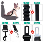 COOYOO Dog Seat Belt,3 Piece Set Retractable Dog Car Harness Adjustable for Vehicle Nylon Pet Safety Heavy Duty & Elastic Set 03-Black+Blue
