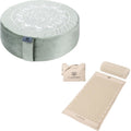 Florensi Meditation Cushion & Acupressure Mat Set Bundle - Comfortable Zabuton Floor Meditation Pillow - 100% Linen Cotton Acupuncture Mat and Pillow Set for Back Pain Relief