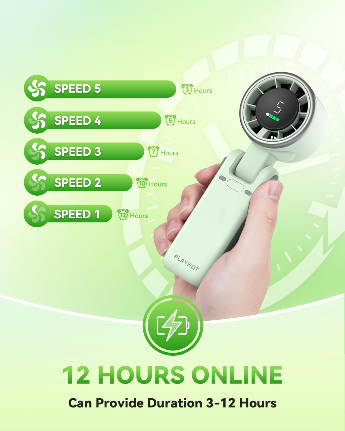 PlayHot Portable Handheld Turbo Fan, Travel Essentials, Gifts for Women/Men Blue