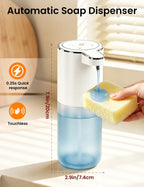 Automatic Soap Dispenser Touchless, USB Rechargeable Hand Soap Dispenser, 4 Adjustable Soap Levels, IPX5 Waterproof, 12.8oz/380ml, Countertop or Wall Mounted for Bathroom and Kitchen, White Liquid