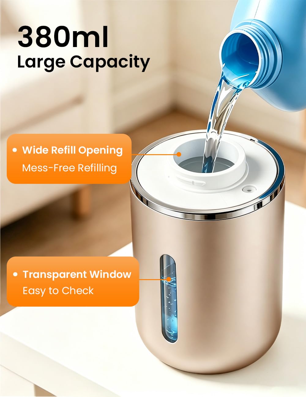Automatic Soap Dispenser Touchless, USB Rechargeable Hand Soap Dispenser, 4 Adjustable Soap Levels, IPX5 Waterproof, 12.8oz/380ml, Countertop or Wall Mounted for Bathroom and Kitchen, White Liquid