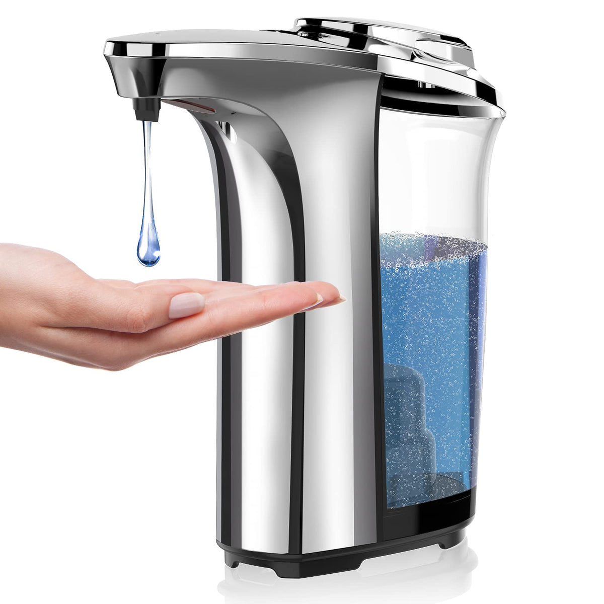 Automatic Soap Dispenser, 17oz Touchless Liquid Dish Soap Dispenser Kitchen Silver