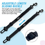 COOYOO Dog Seat Belt,3 Piece Set Retractable Dog Car Harness Adjustable for Vehicle Nylon Pet Safety Heavy Duty & Elastic Set 03-Black+Blue