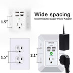 Wall Charger, Surge Protector, QINLIANF 5 Outlet Extender with 4 USB Ports Black 3U1C