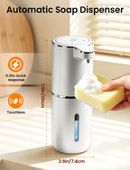 Automatic Soap Dispenser Touchless, USB Rechargeable Hand Soap Dispenser, 4 Adjustable Soap Levels, IPX5 Waterproof, 12.8oz/380ml, Countertop or Wall Mounted for Bathroom and Kitchen, White Liquid
