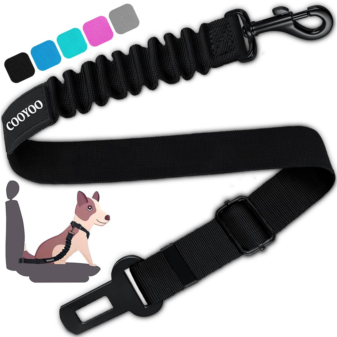 COOYOO Dog Seat Belt,3 Piece Set Retractable Car Harness Adjustable for...