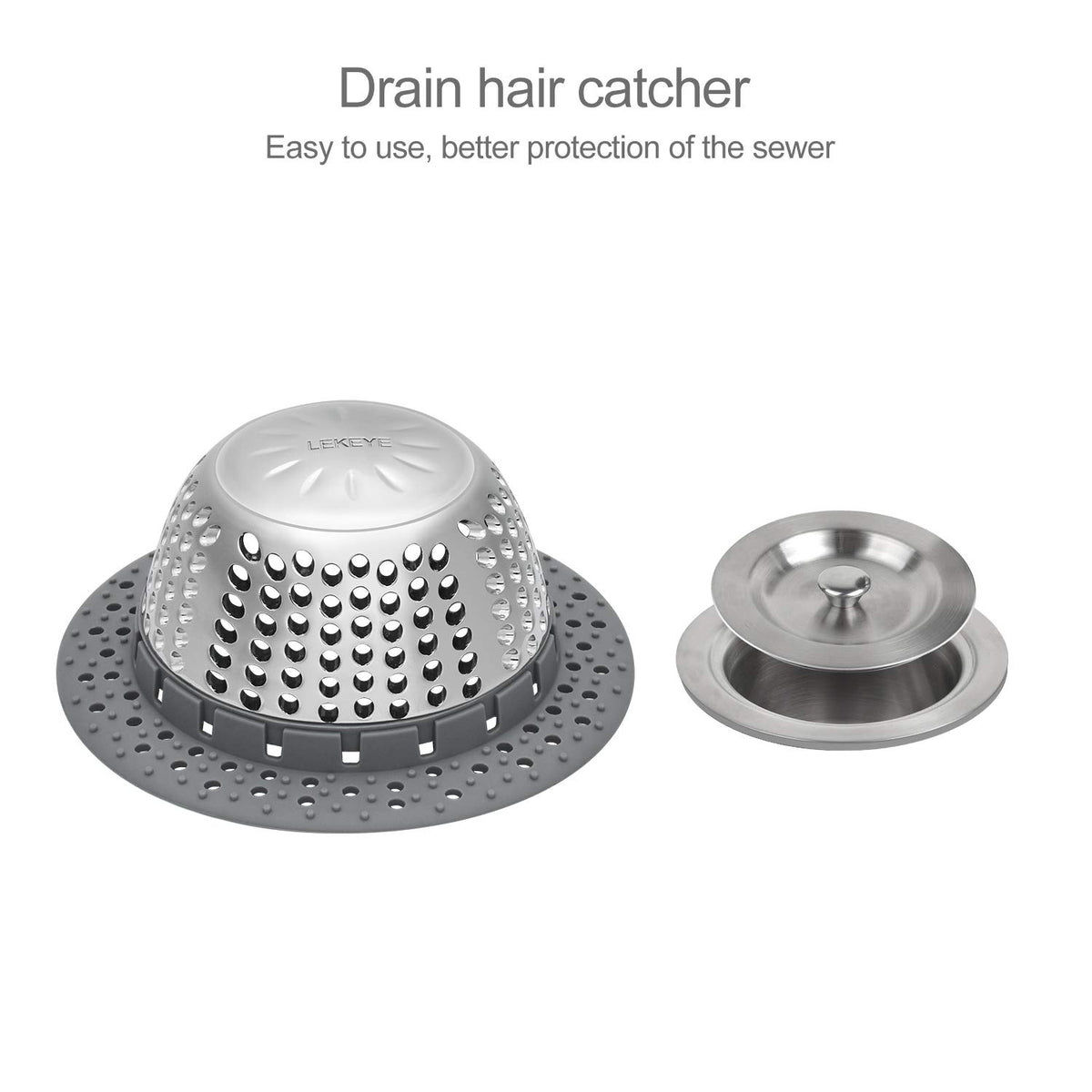 LEKEYE Drain Hair Catcher/Bathtub Cover/Drain Protector for Pop-Up &...