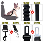 COOYOO Dog Seat Belt,3 Piece Set Retractable Dog Car Harness Adjustable for Vehicle Nylon Pet Safety Heavy Duty & Elastic Set 03-Black+Blue