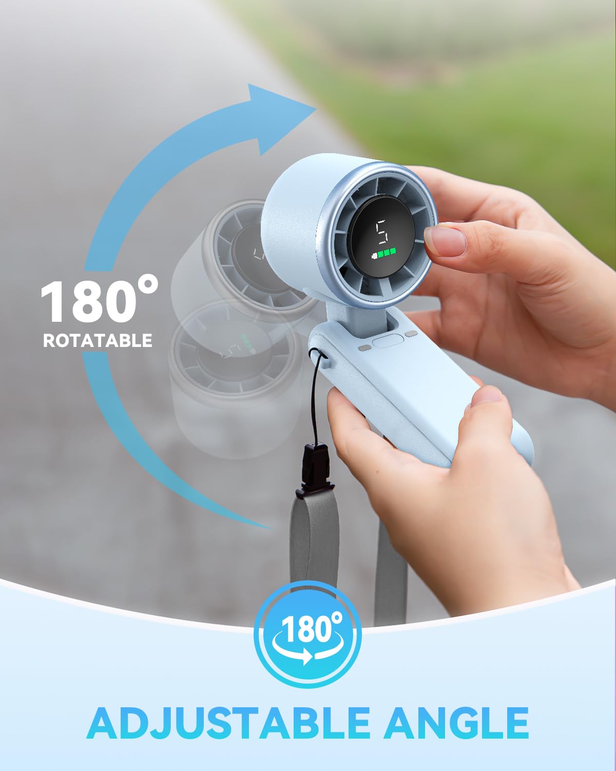 PlayHot Portable Handheld Turbo Fan, Travel Essentials, Gifts for Women/Men Blue