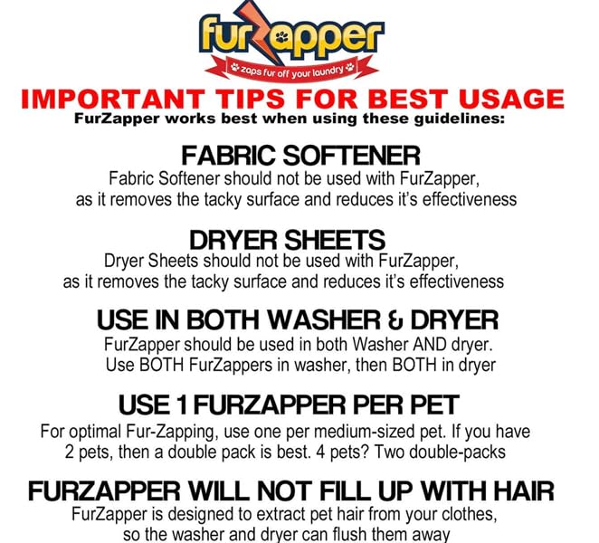 2 Pack FurZapper Pet Hair Remover for Laundry - Reusable Dog & Cat Hair...
