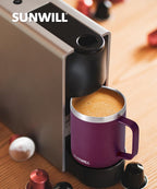 SUNWILL Insulated Coffee Mug, Stainless Steel 14 oz, Splash-Proof Lid Powder Coated Navy Blue 14 Ounces