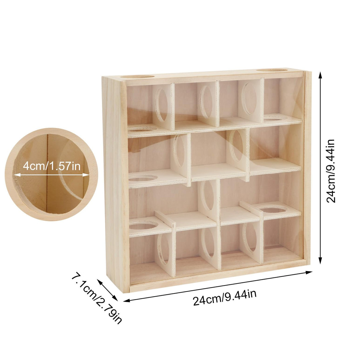 Hypeety Hamster Toys Wooden Maze Tunnel Toy with Plastic Cover for Hamster