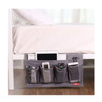 Zafit Bedside Storage Organizer - 6 Pockets, Table Cabinet Caddy for Remotes, Phone, Glasses (Grey) 6 Pockets-Grey