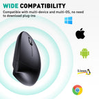 JYKEYMOUT Bluetooth and 2.4G (2-in-1) Rechargeable Wireless Mouse, Ergonomic Vertical Design, 1000/1200/1600 DPI, 6 Silent Buttons, for Laptop, Computer, PC, MacBook, Chromebook-Black
