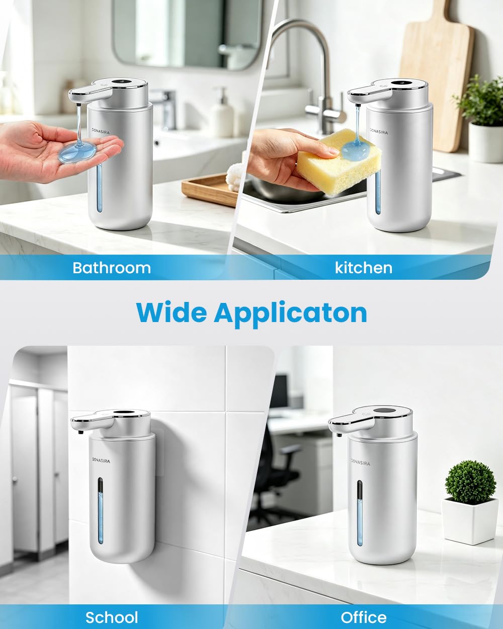 Touchless Automatic Liquid Soap Dispenser, Rechargeable White