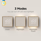 mooas Wood Moon Cordless Mini Digital LED Wall Clock, Date, Temperature Wood Moon (Cordless Mini)