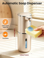 Automatic Soap Dispenser Touchless, USB Rechargeable Hand Soap Dispenser, 4 Adjustable Soap Levels, IPX5 Waterproof, 12.8oz/380ml, Countertop or Wall Mounted for Bathroom and Kitchen, White Liquid