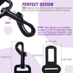 COOYOO Dog Seat Belt,3 Piece Set Retractable Dog Car Harness Adjustable for Vehicle Nylon Pet Safety Heavy Duty & Elastic Set 03-Black+Blue